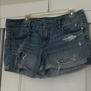 American Eagle Outfitters Blue Distressed Jean Shorts